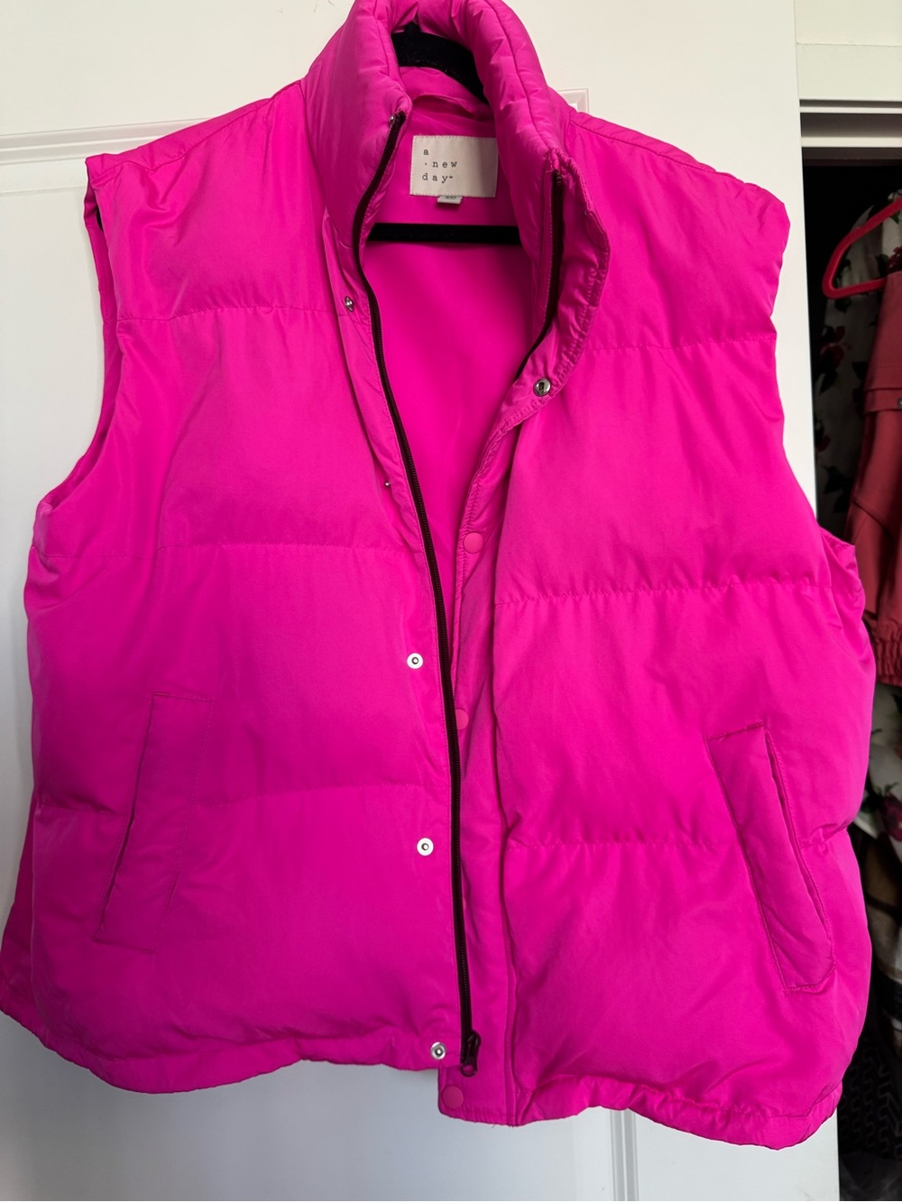a new day Hot Pink Quilted Puffer Vest brand new without tags from target